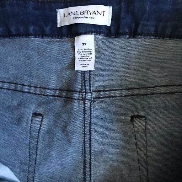 Lane Bryant Jeans Plus SZ 22 mid rise super Stretch Blue skinny appliqué ankle - Picture 3 of 7